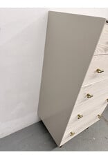 West Elm Modernist Wood & Lacquer 5-Drawer Dresser in a winter wood finish.