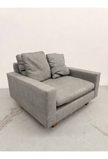 West Elm Harmony chair in a gray textured fabric