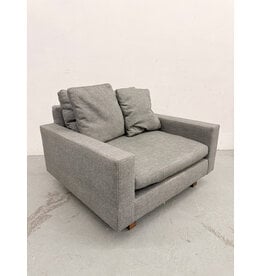 West Elm Harmony chair in a gray textured fabric