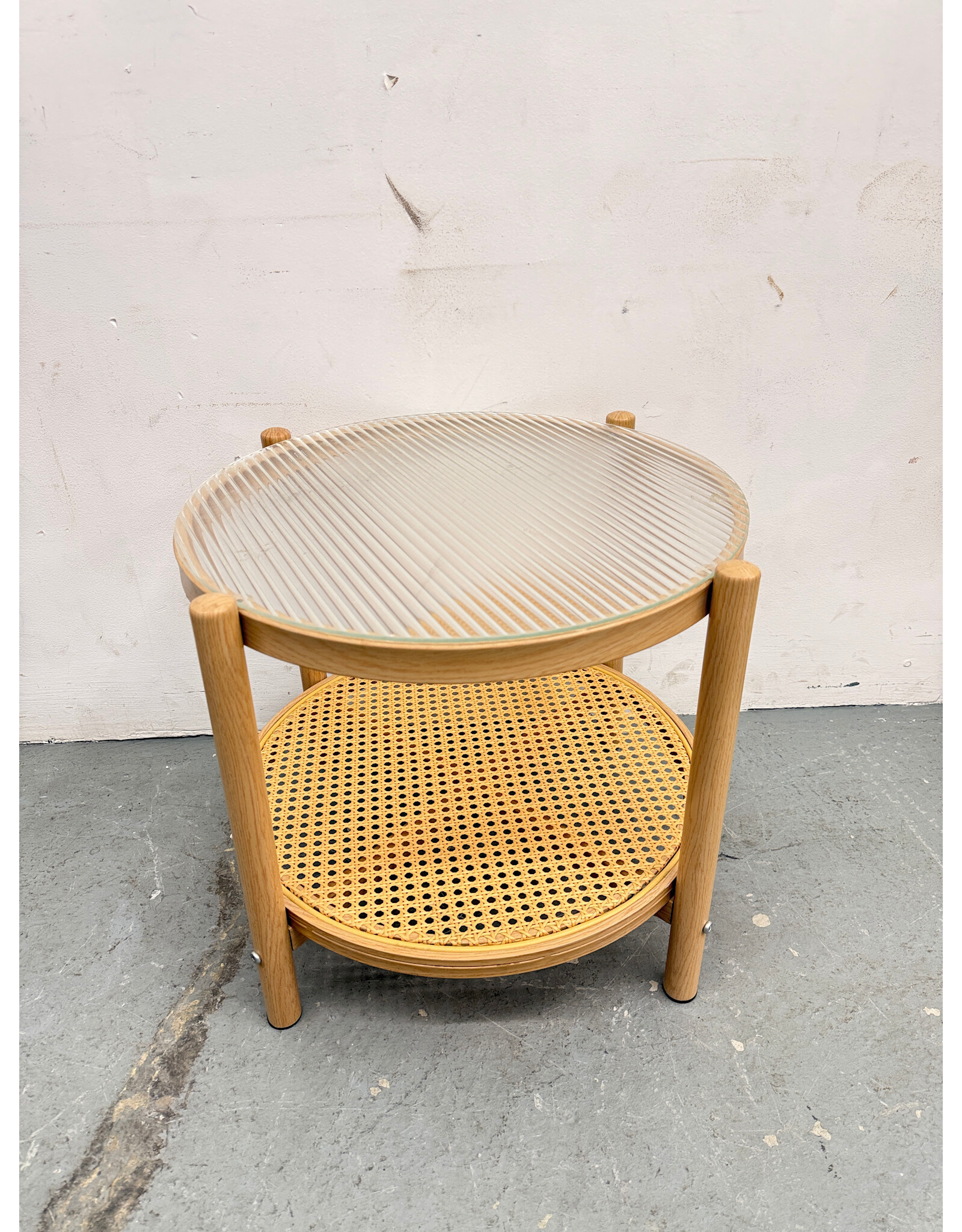 Modern 2-Tier Rattan Round Coffee Table