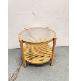 Modern 2-Tier Rattan Round Coffee Table