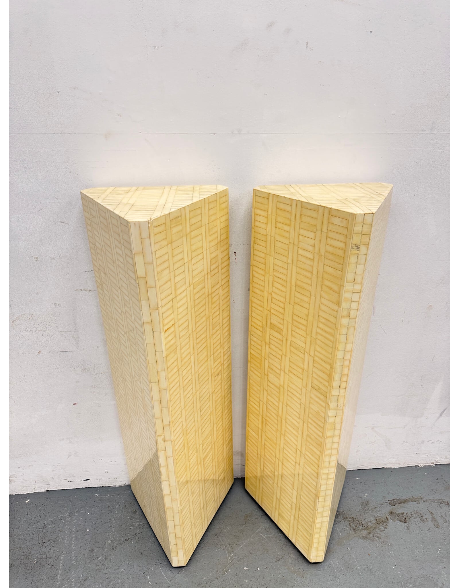 pair of Enrique Garcel Style tessellated bone pedestals