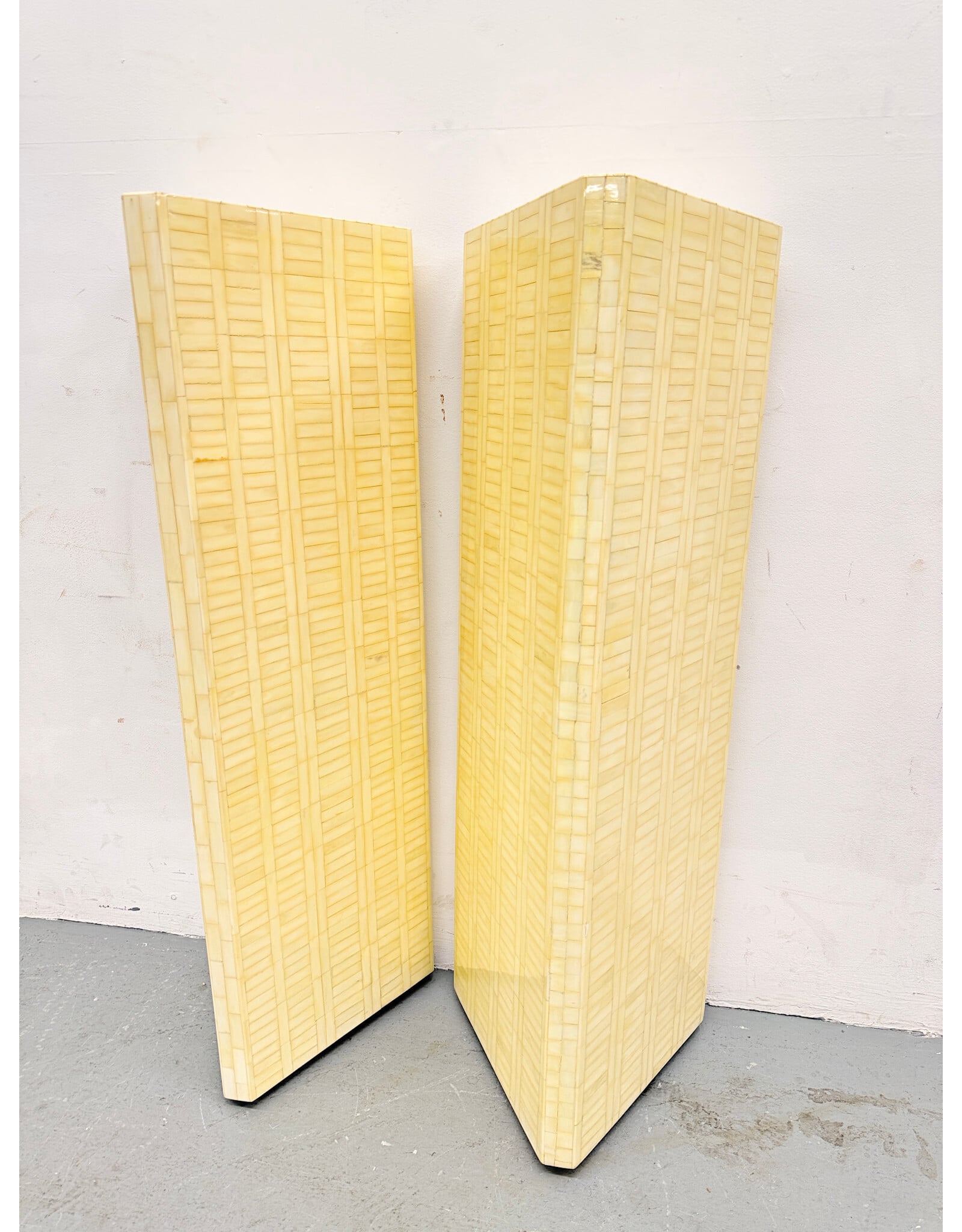 pair of Enrique Garcel Style tessellated bone pedestals