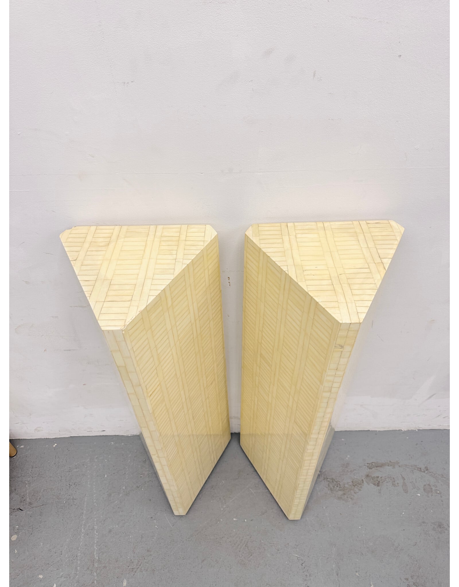 pair of Enrique Garcel Style tessellated bone pedestals