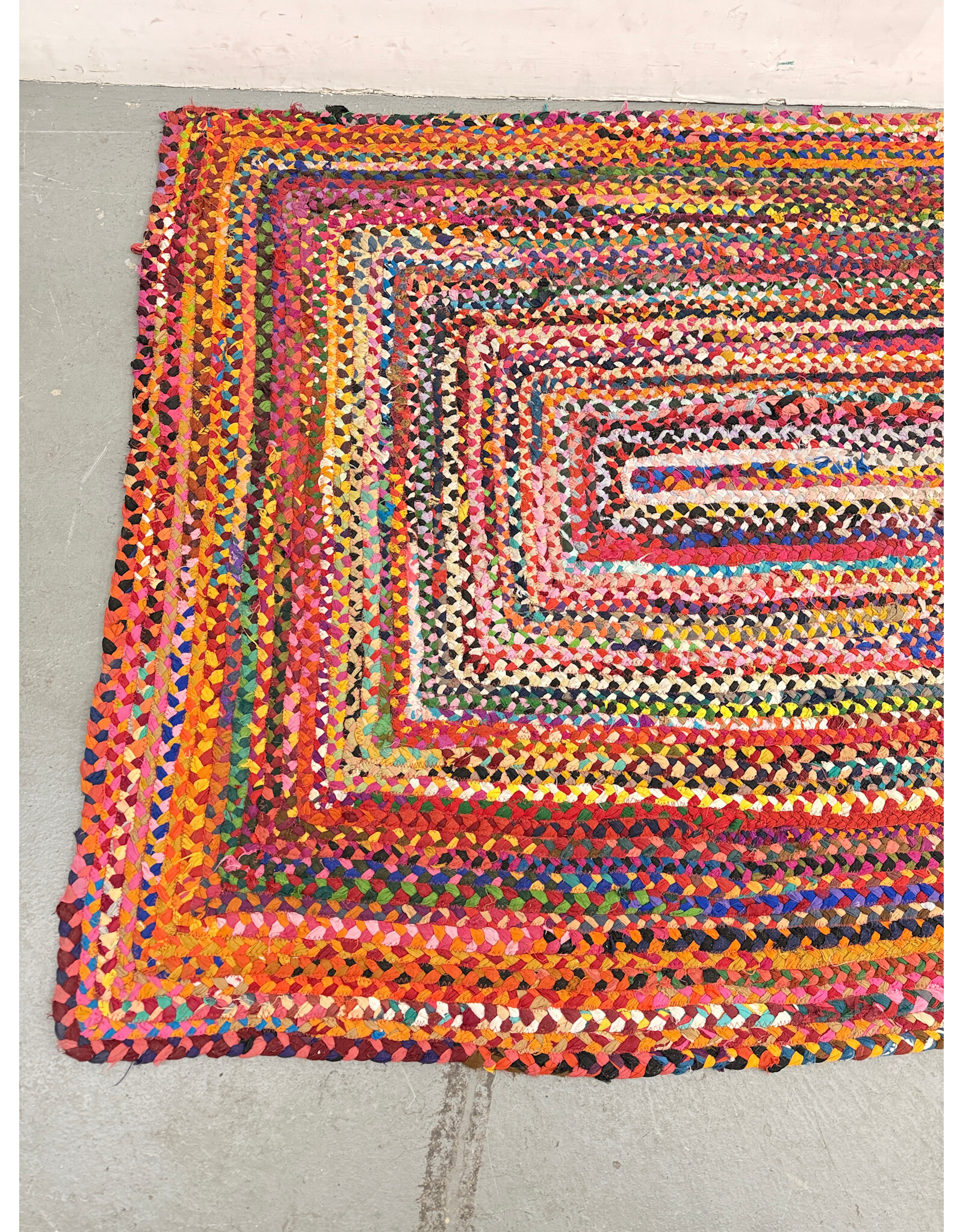 Multi-Color Hand-Braided Cotton Area Rug