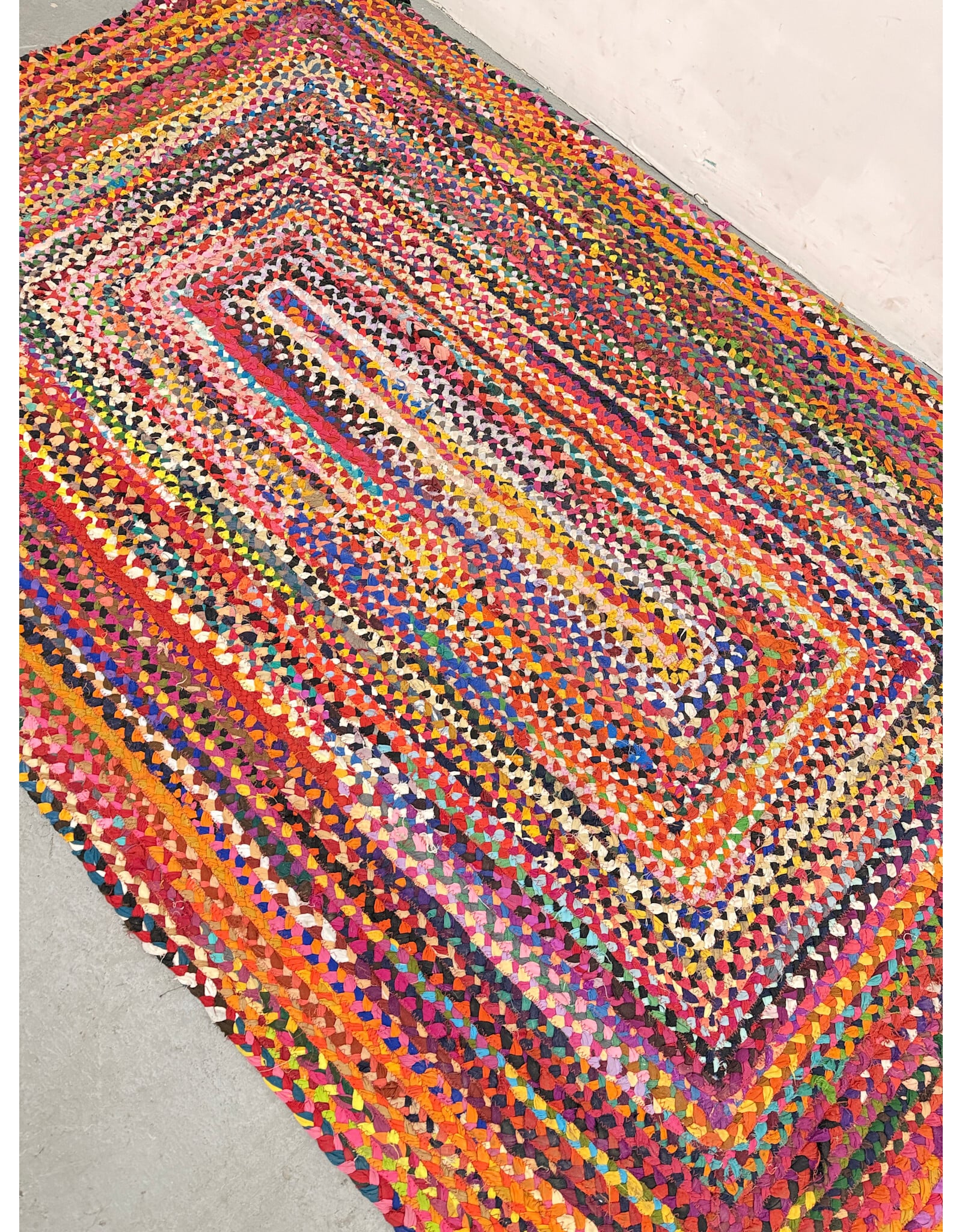 Multi-Color Hand-Braided Cotton Area Rug