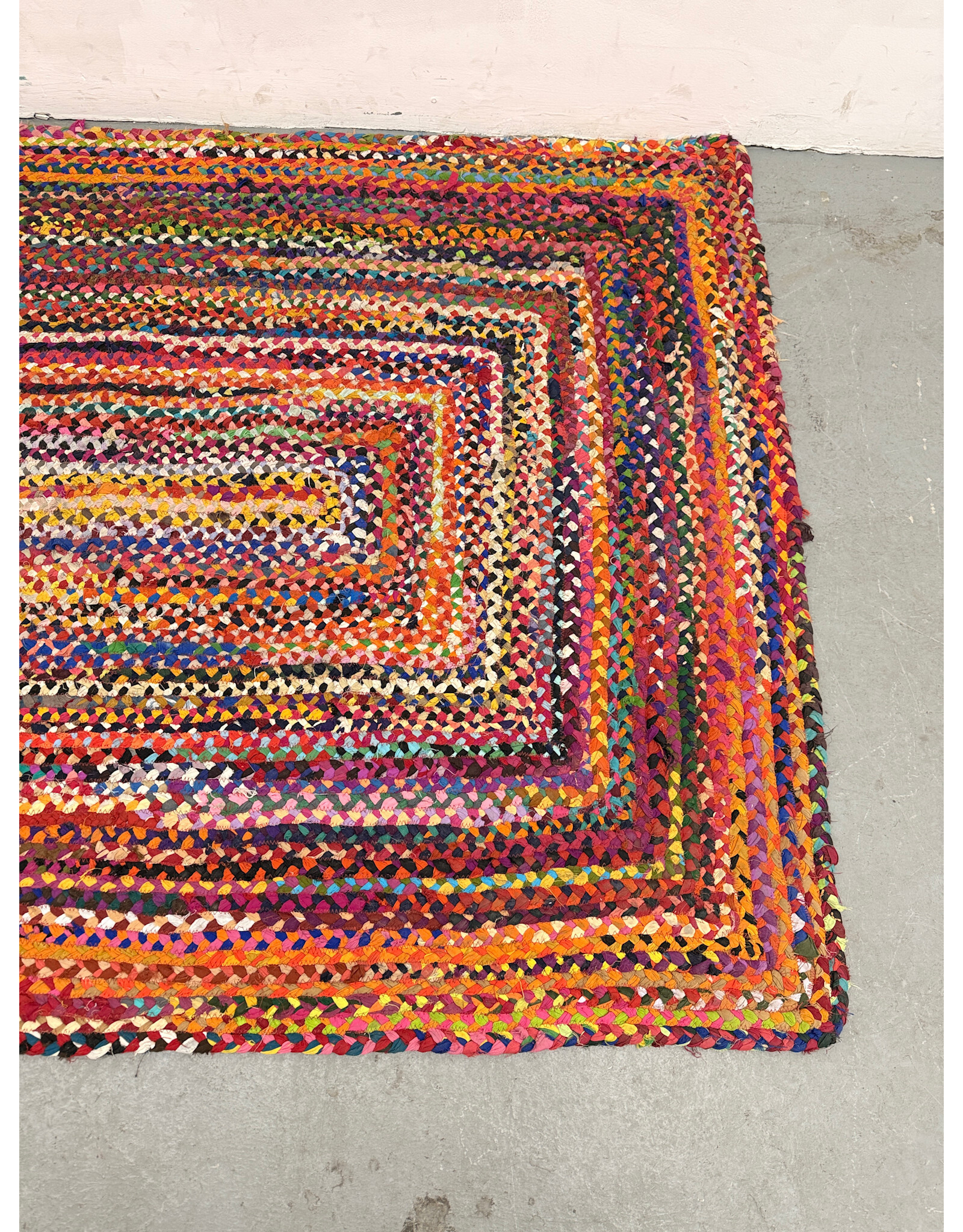 Multi-Color Hand-Braided Cotton Area Rug