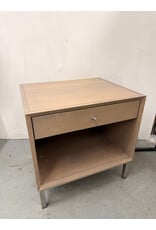Room & Board Delano Nightstand with a single drawer and stainless steel base
