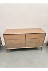 Room & Board Delano 6-Drawer dresser in a wood finish with stainless steel legs and knobs