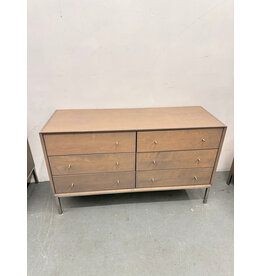 Room & Board Delano 6-Drawer dresser in a wood finish with stainless steel legs and knobs