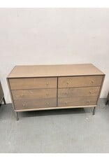 Room & Board Delano 6-Drawer dresser in a wood finish with stainless steel legs and knobs