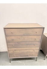 Room & Board Hudson 5-Drawer Dresser in a grey wood finish with a steel base