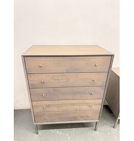 Room & Board Hudson 5-Drawer Dresser in a grey wood finish with a steel base