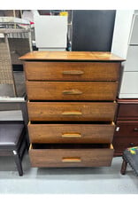 MCM Tallboy 5 Drawer w Brass Handles