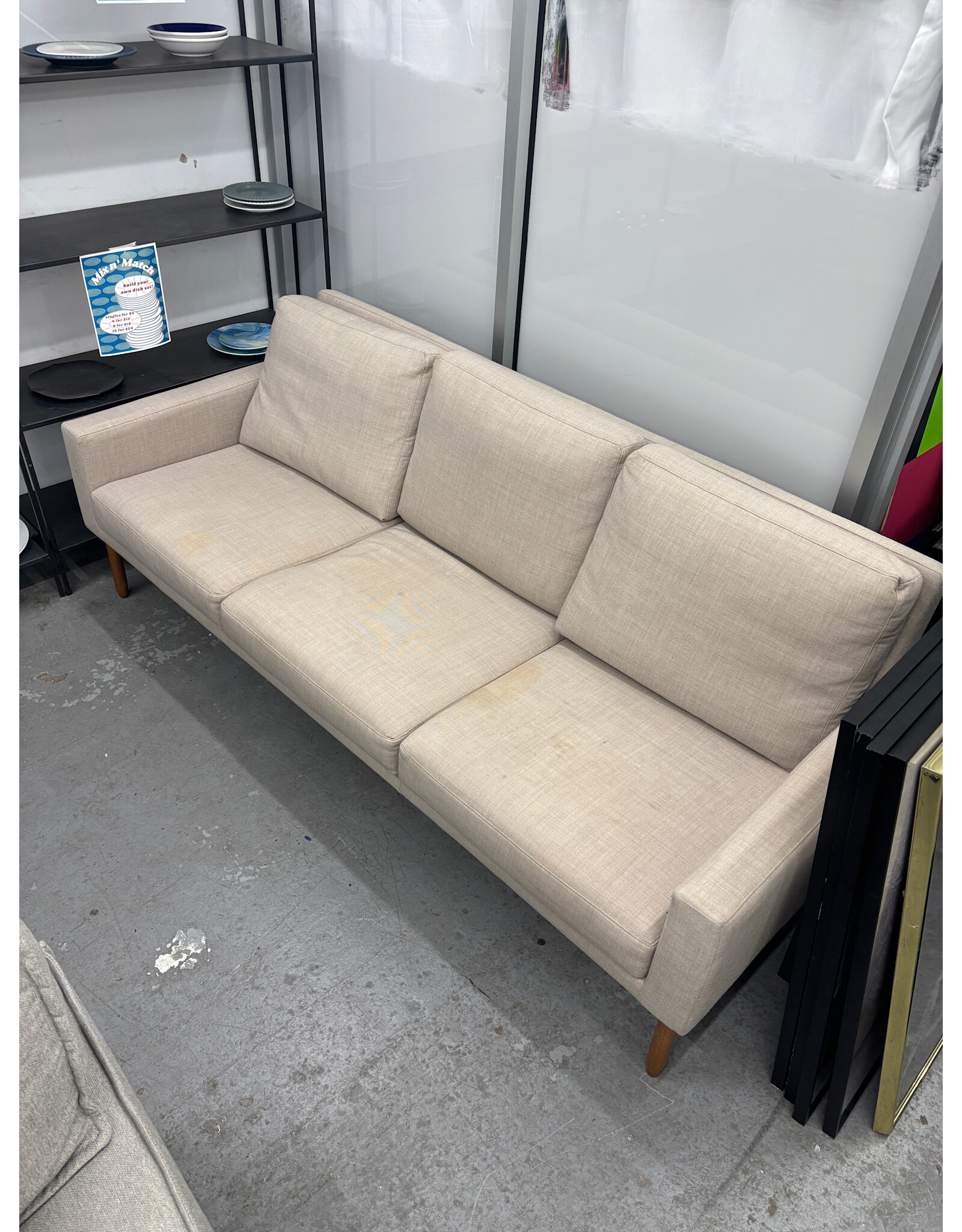 Beige Modern Low Rider Sofa