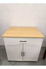 white wood Rolling Kitchen Island