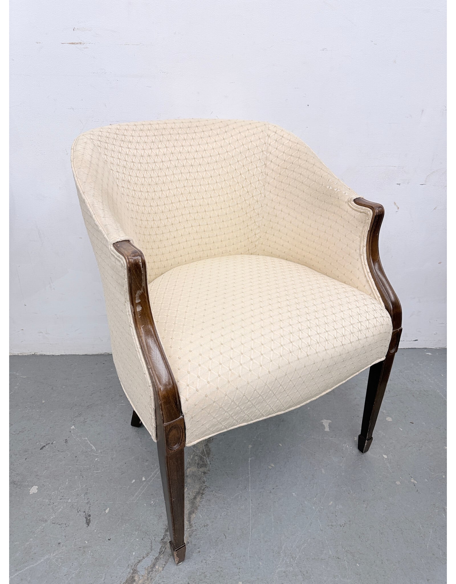 Federal style barrel back lounge armchair