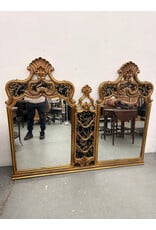 vintage carved and gilt Rococo style overmantel mirror