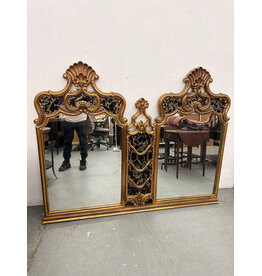 vintage carved and gilt Rococo style overmantel mirror