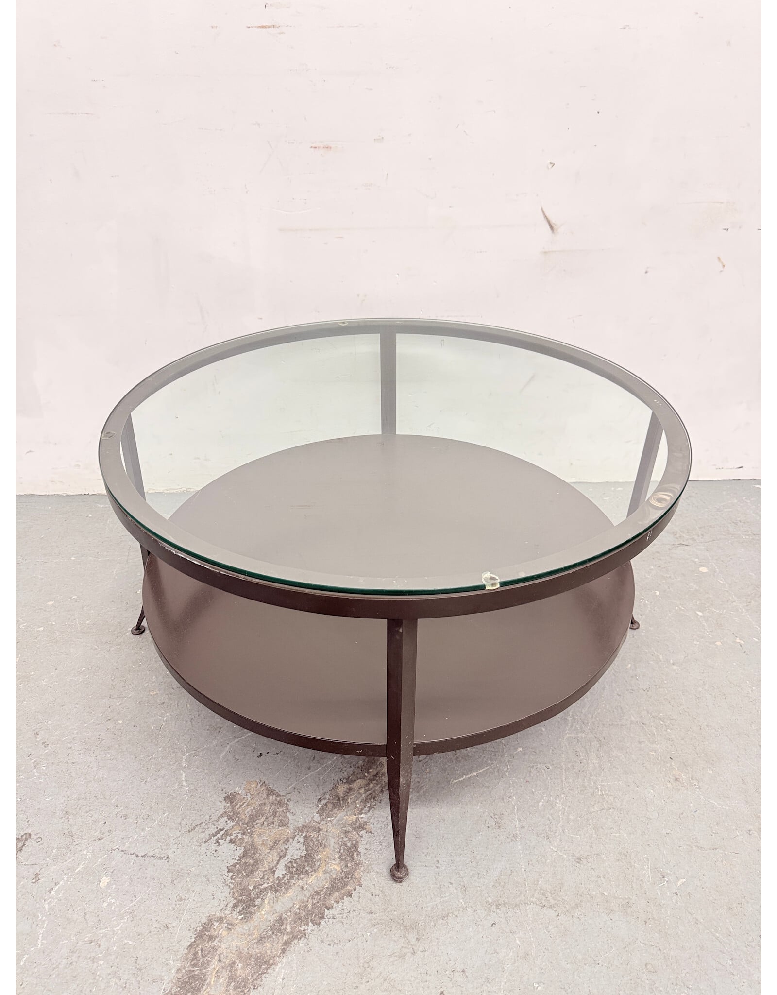 Circular Glass & Metal Coffee Table