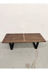 Nelson Style Walnut Slatted Bench