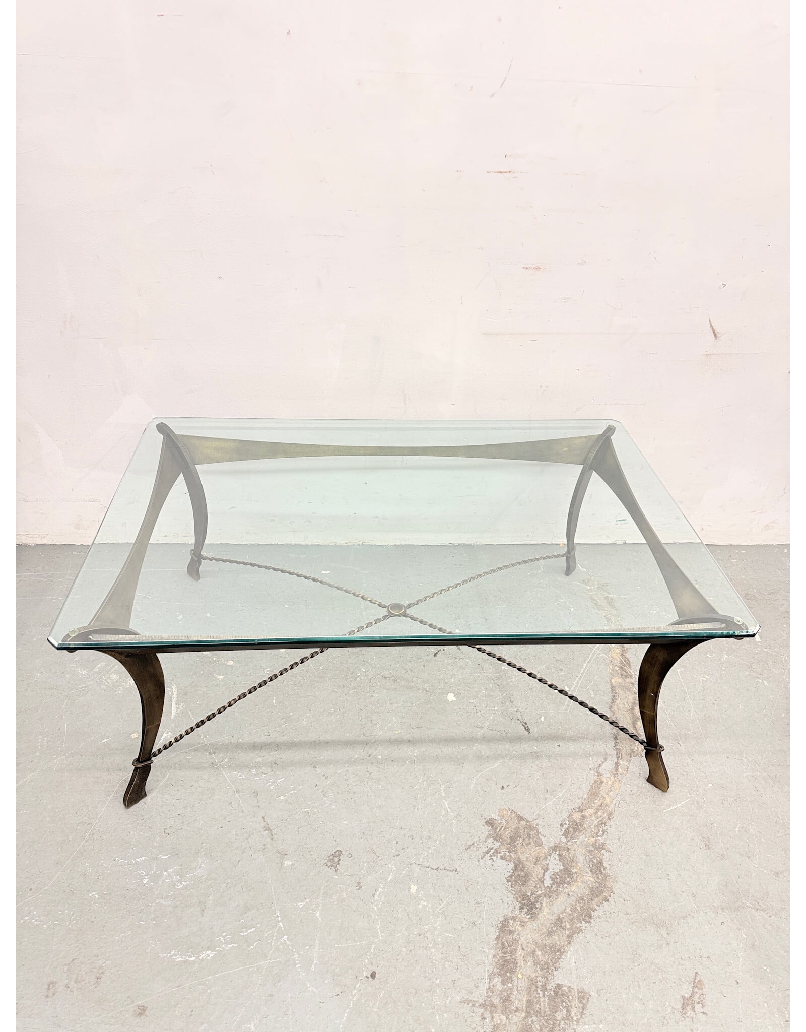Neoclassical Revival Glass Top Coffee Table
