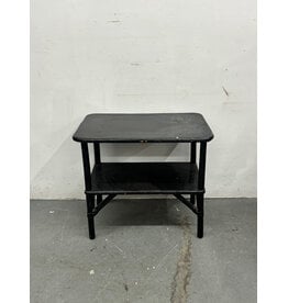 Black Lacquer Faux Bamboo Side Table