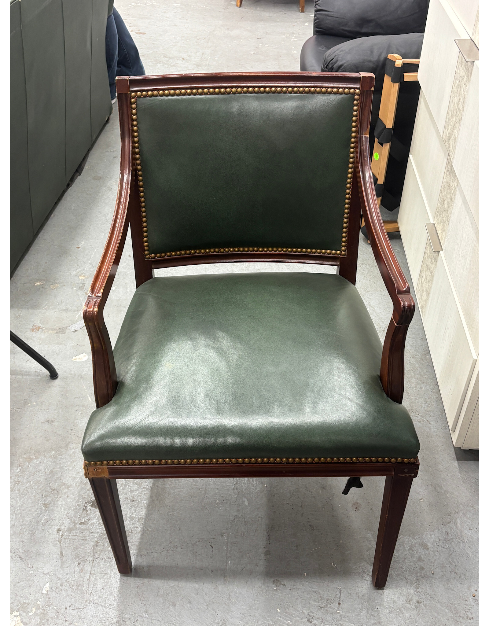 Regency Style Green Leather Armchair