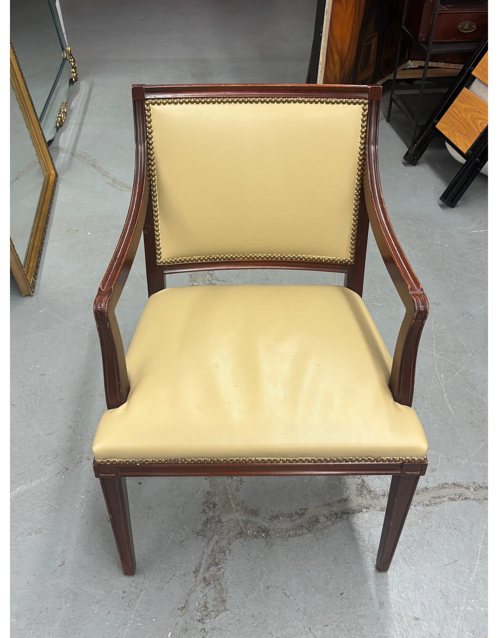 Regency Style Cream Leather Armchair