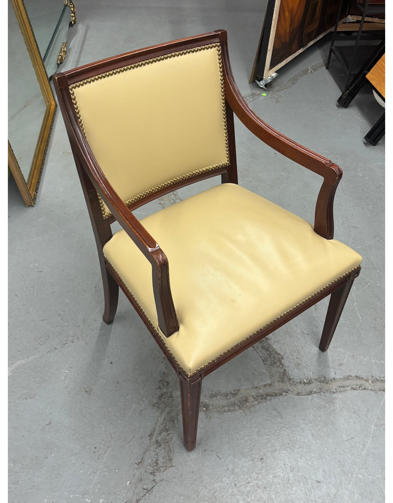 Regency Style Cream Leather Armchair