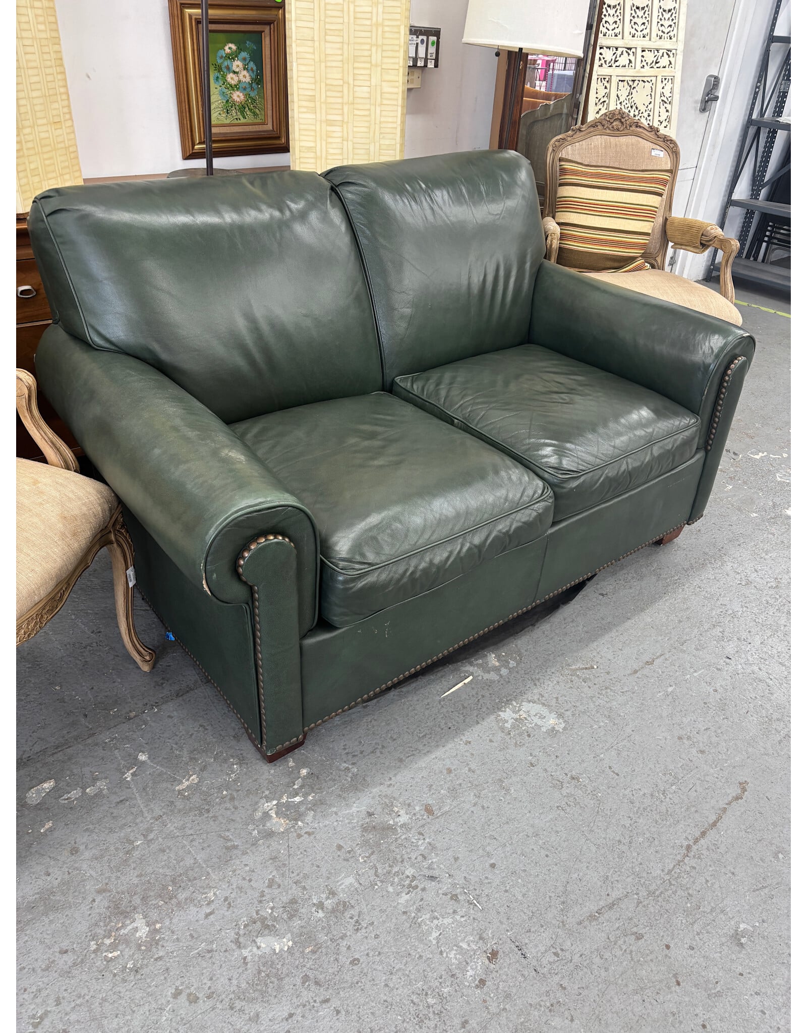Chanel Arm Green Leather Couch