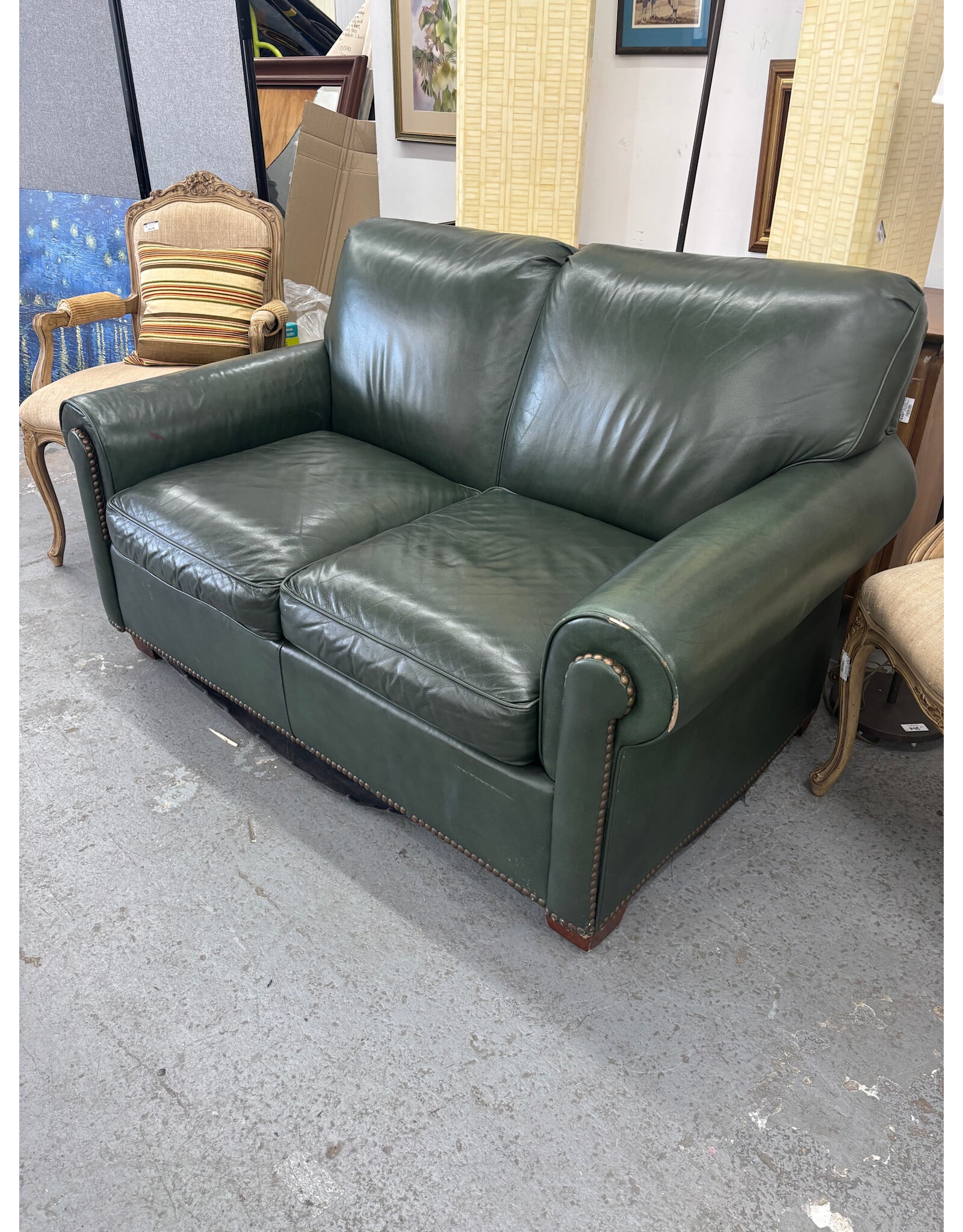Chanel Arm Green Leather Couch