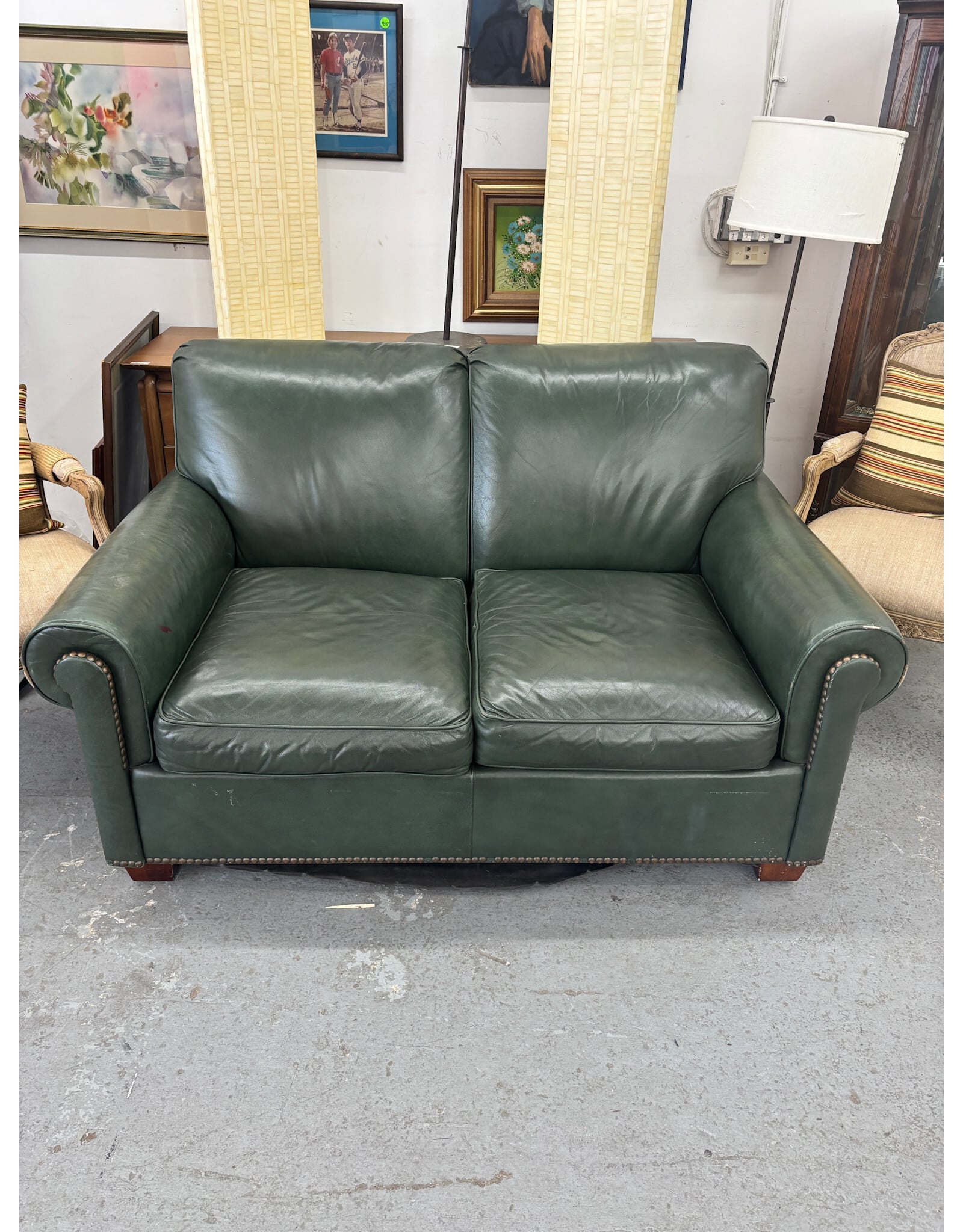Chanel Arm Green Leather Couch