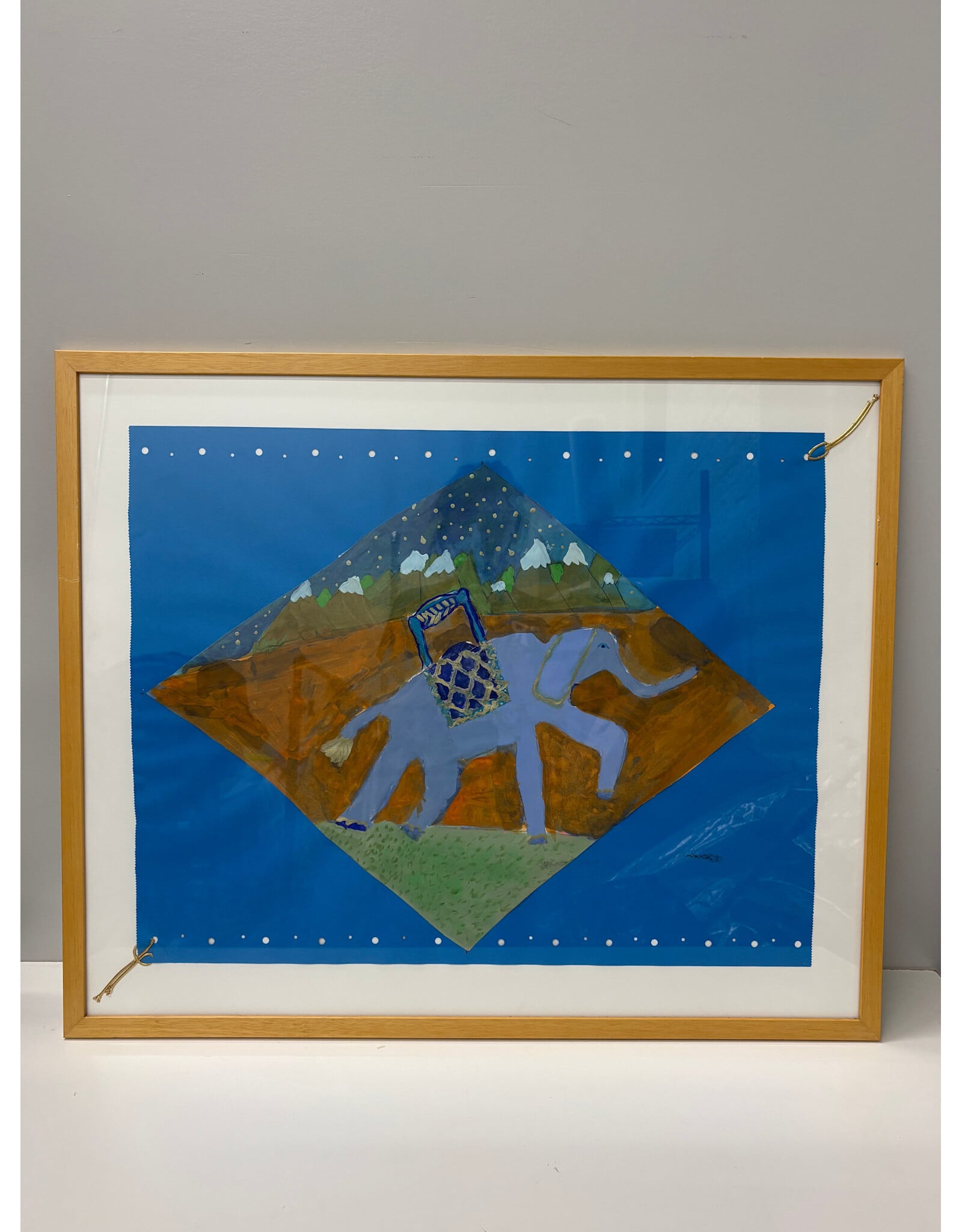 Elenor the Elephant, framed mixed media