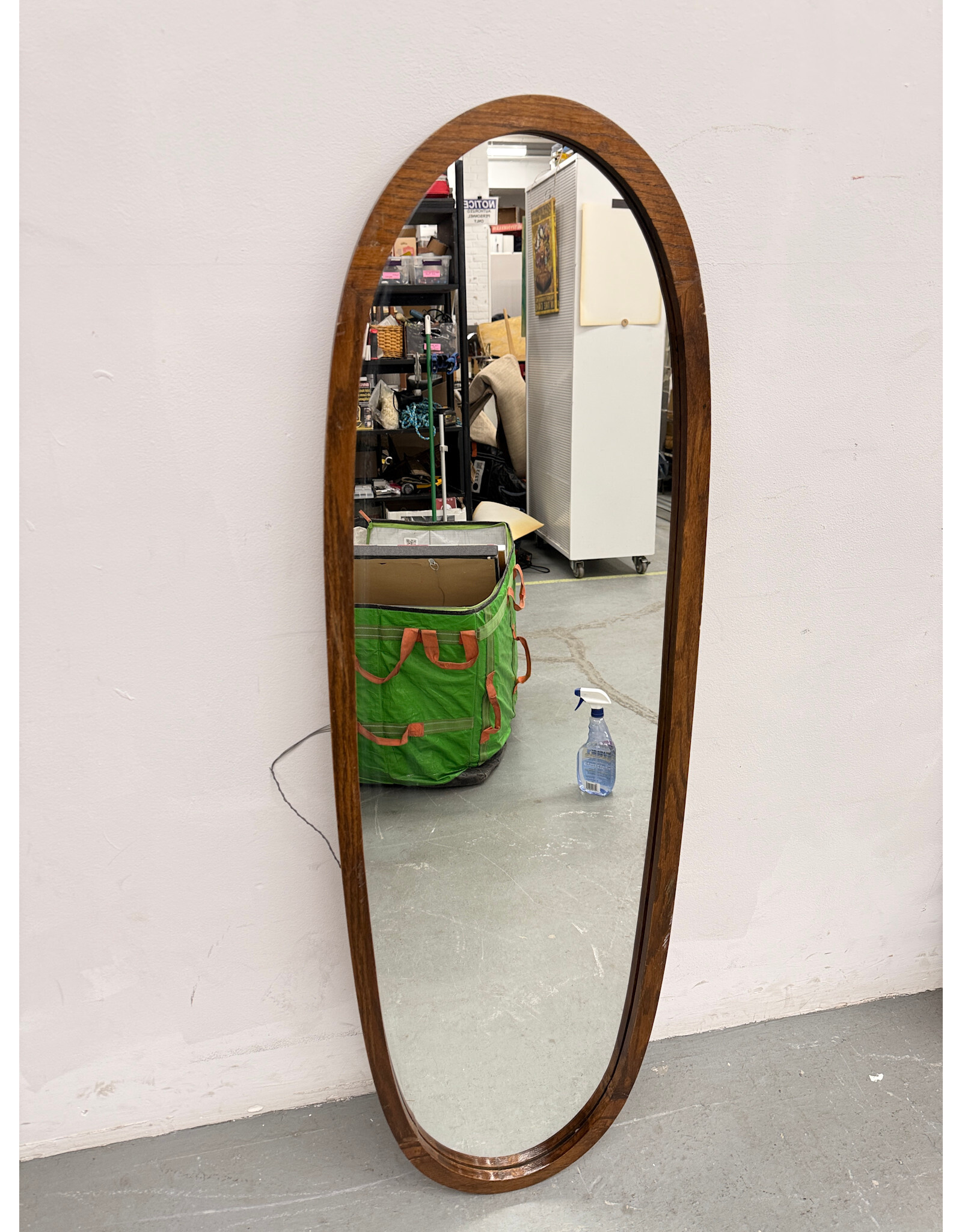 Oval Wood Long Wall Mirror