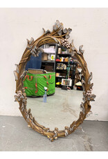 Gilt Carved Wood Oval Wall Mirror