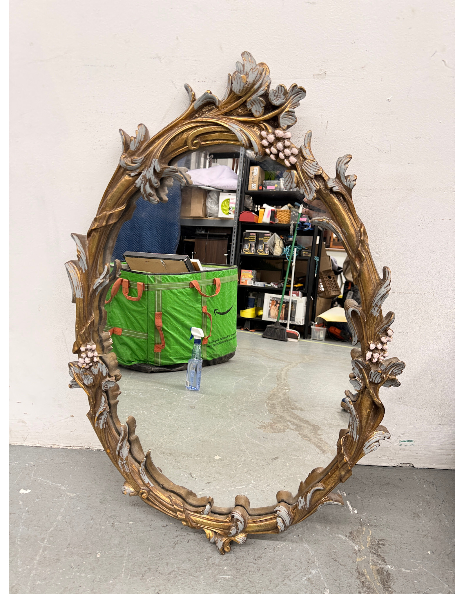 Gilt Carved Wood Oval Wall Mirror