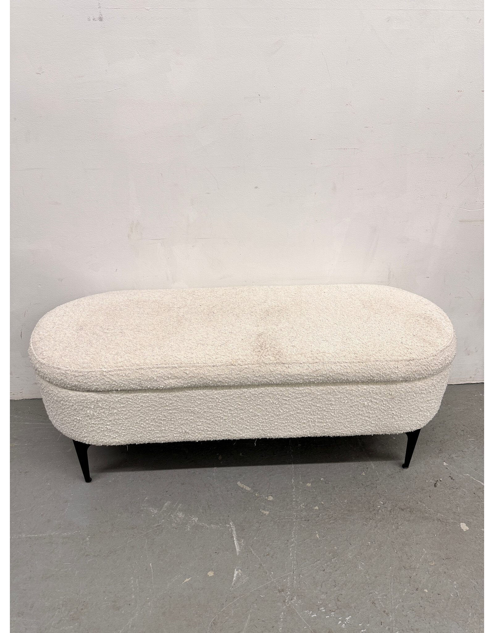 Cream Boucle Storage Bench