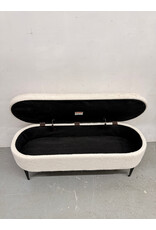 Cream Boucle Storage Bench