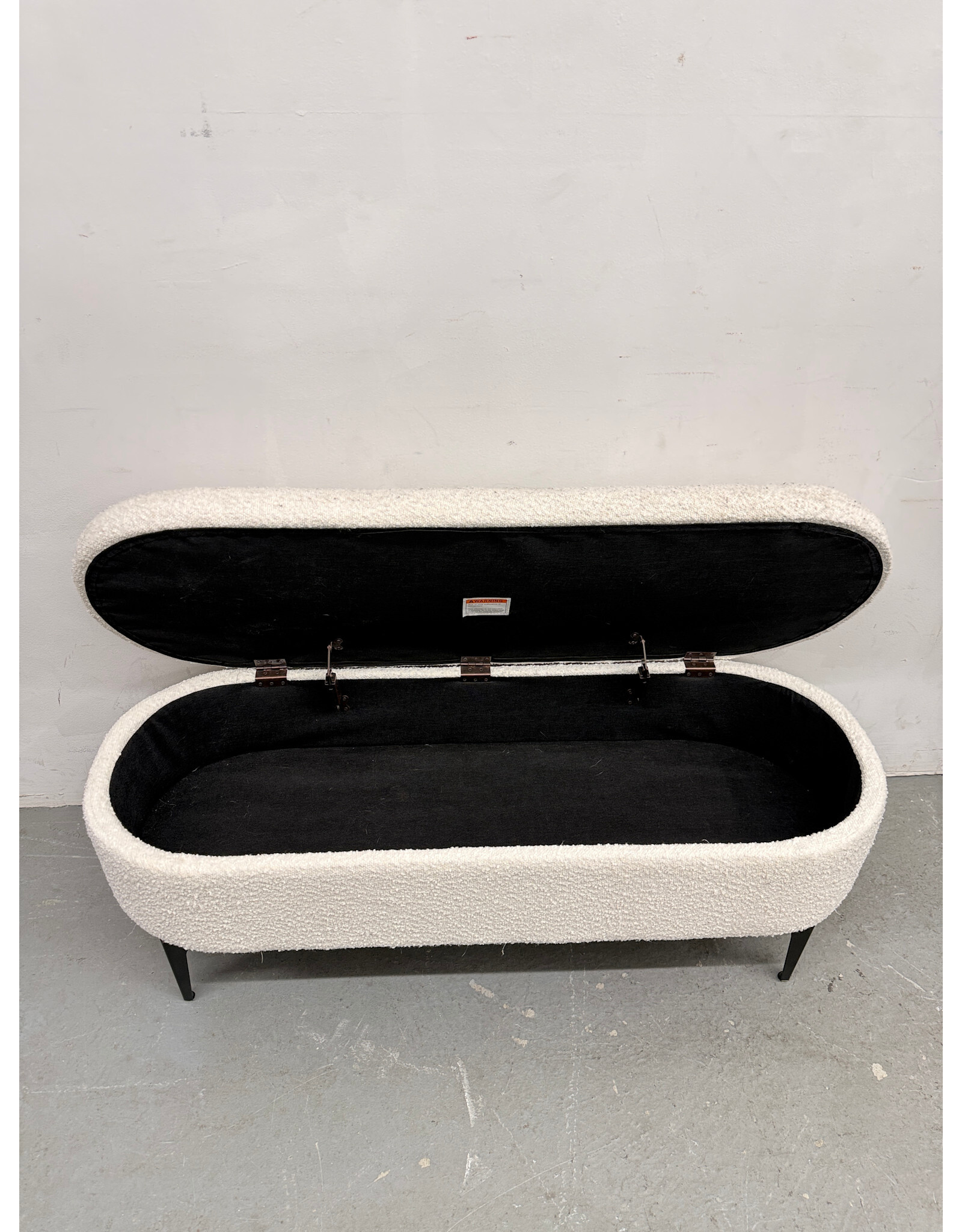 Cream Boucle Storage Bench
