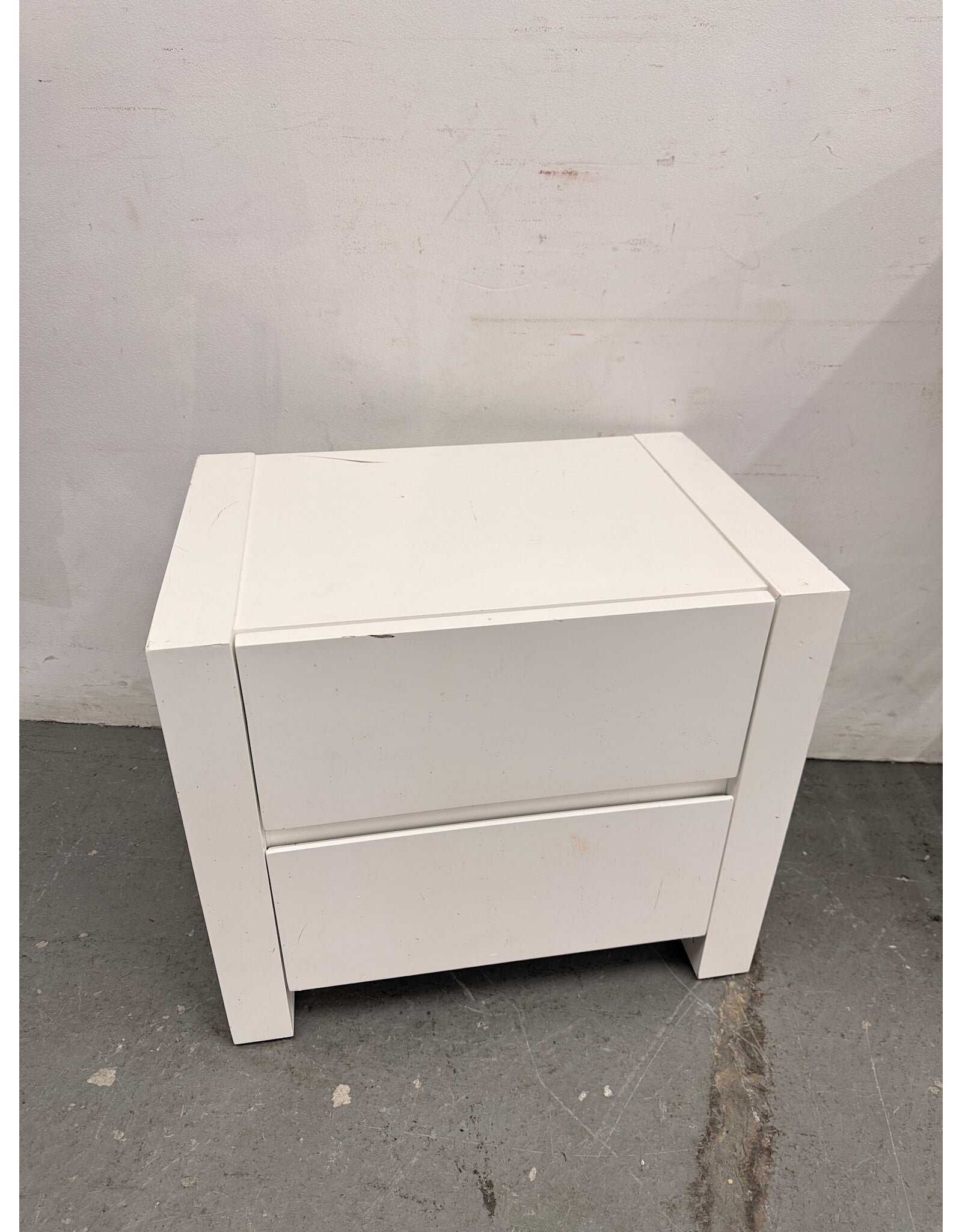 Restoration Hardware White Modern 2 Drawer Nightstand