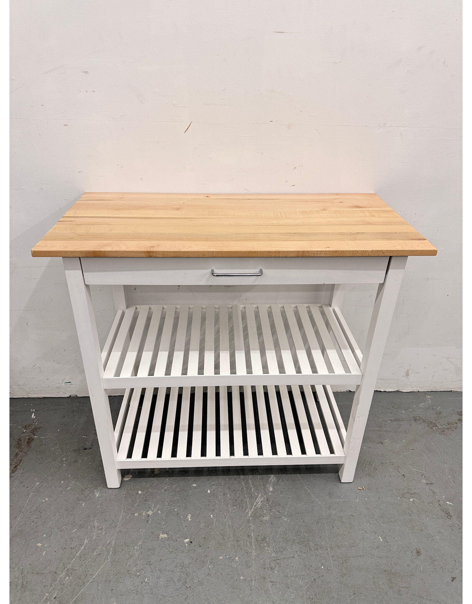 White Wood Top Kitchen Island