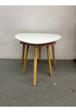Pink + White Rounded Triangular Side Tables
