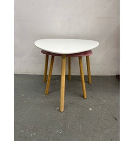 Pink + White Rounded Triangular Side Tables