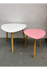 Pink + White Rounded Triangular Side Tables