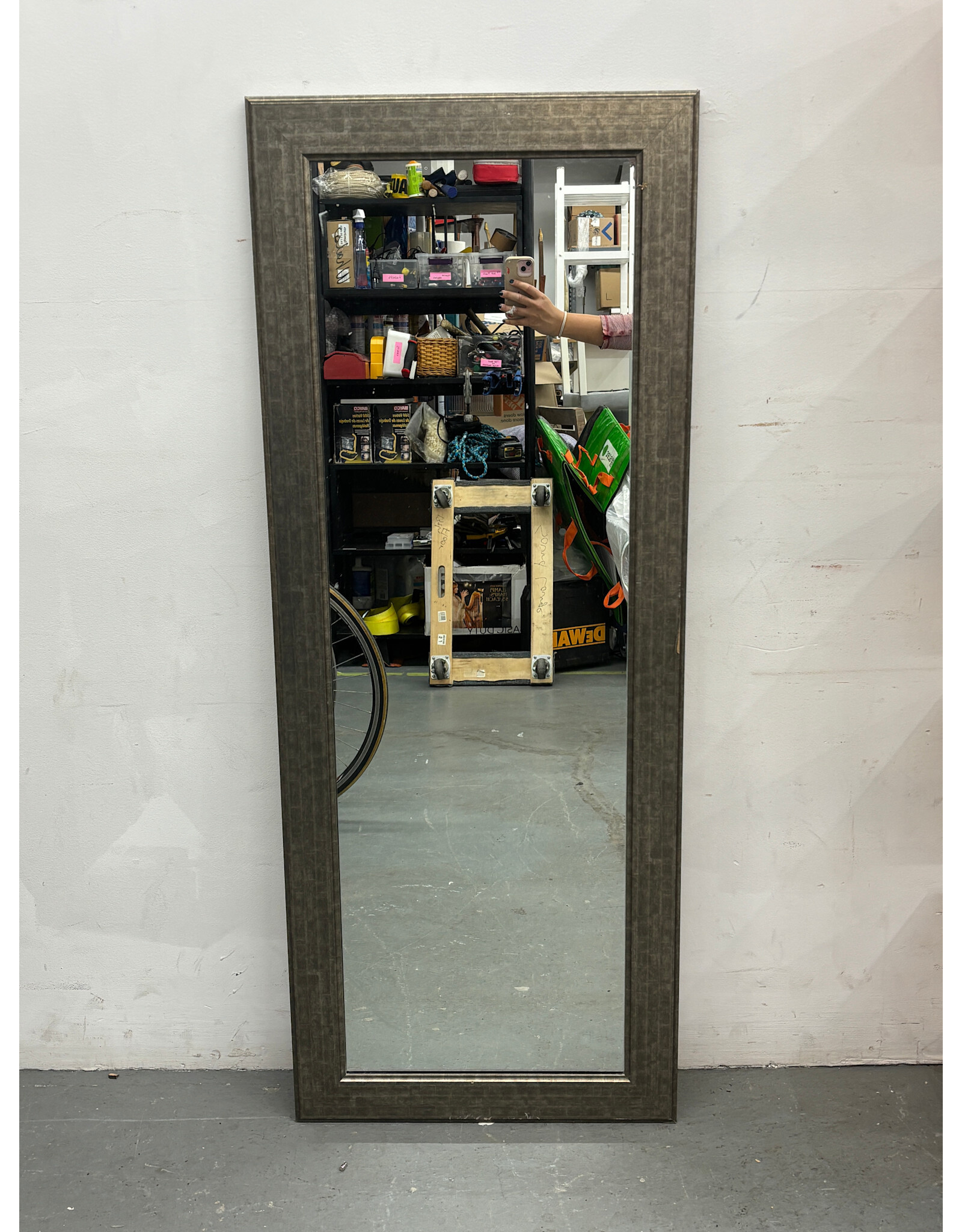 Textured Gray Standing Mirror