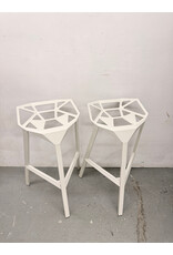 White Metal Geometric Counter Stool