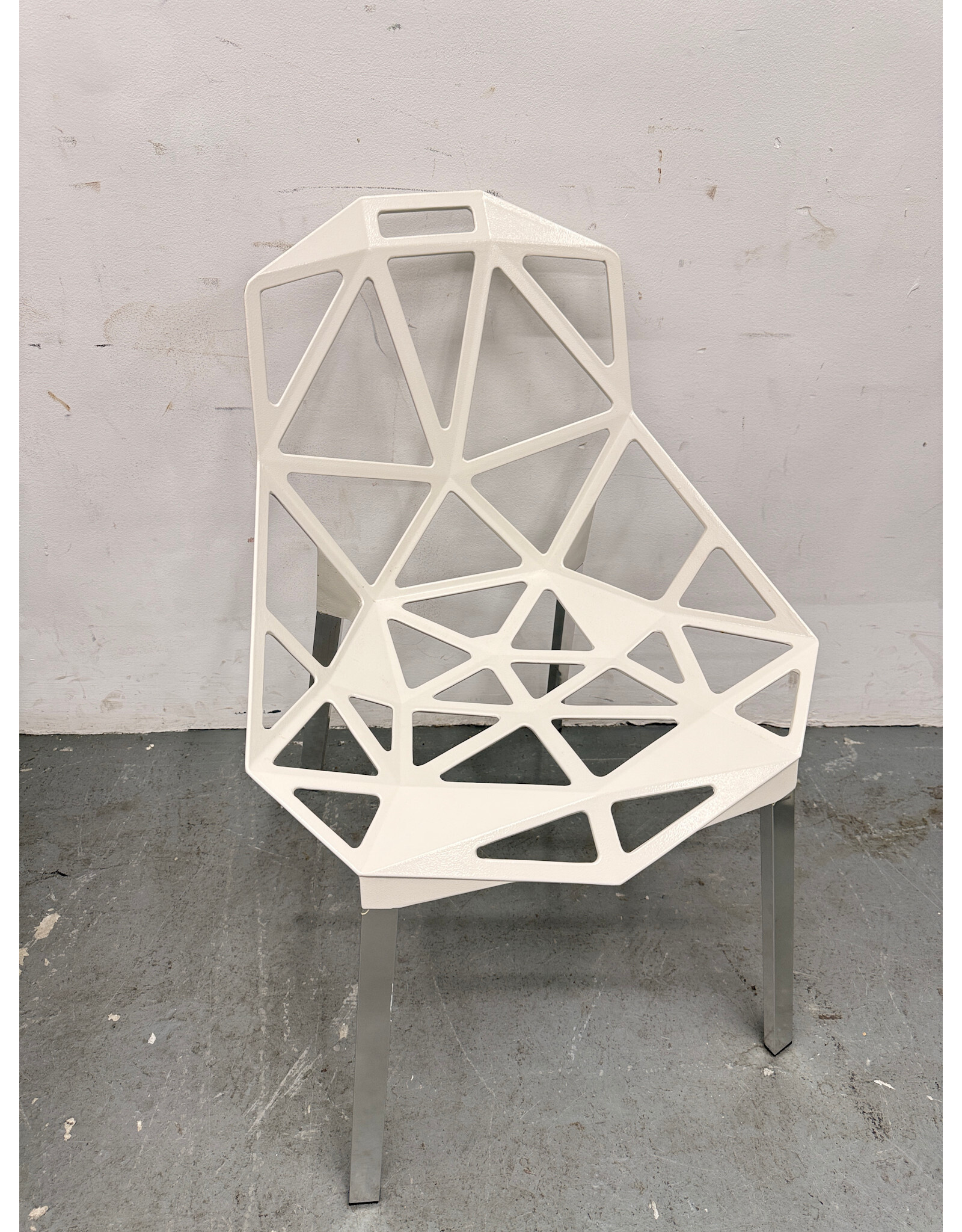 White Geometric Metal Chair