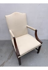 Highback White Upholstered Library Chair
