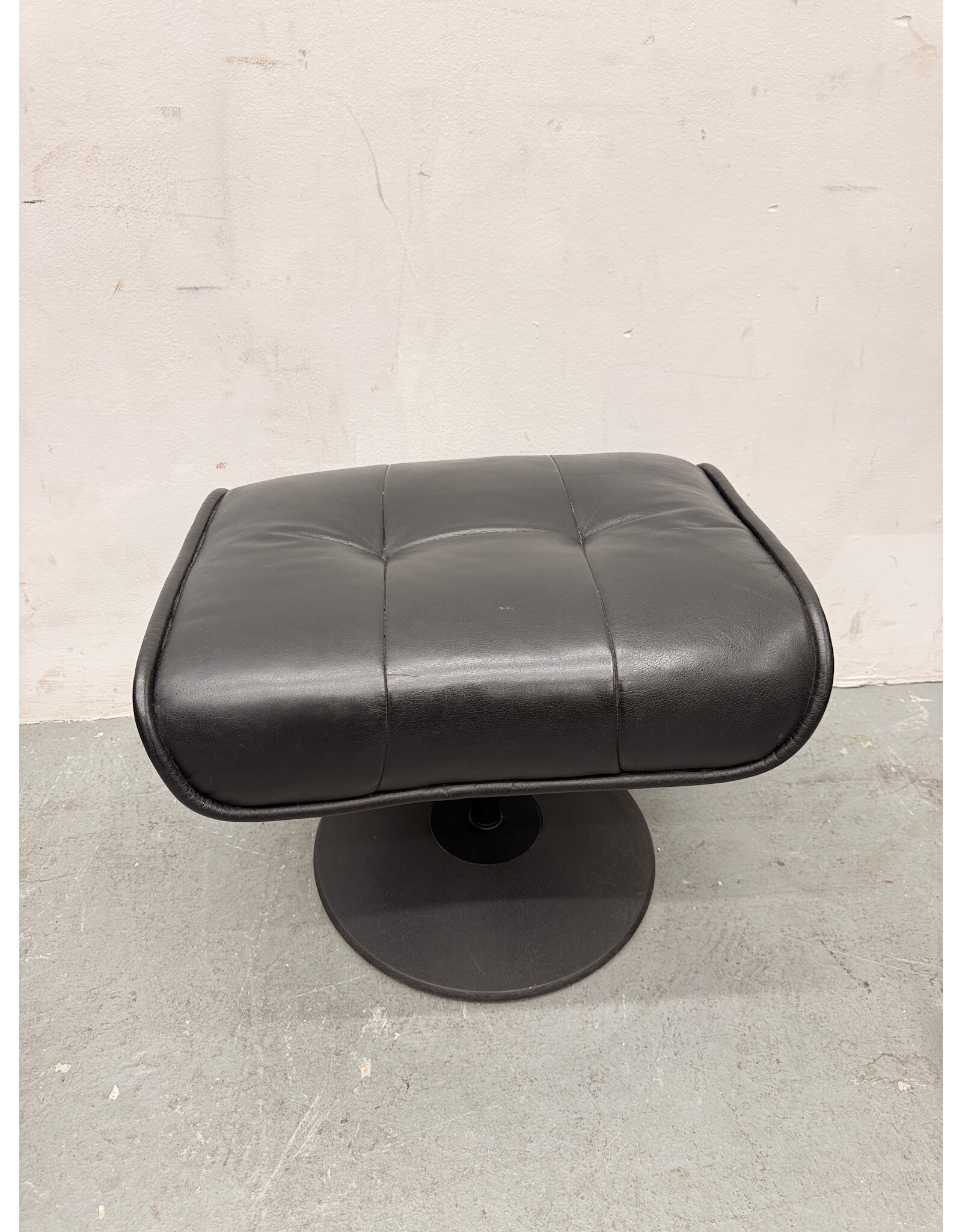 Black Pleather Ottoman Footstool Something Maybe